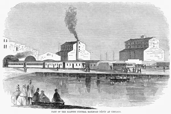 CHICAGO: RAILROAD, 1859. The Illinois Central Railroad depot in Chicago, Illinois