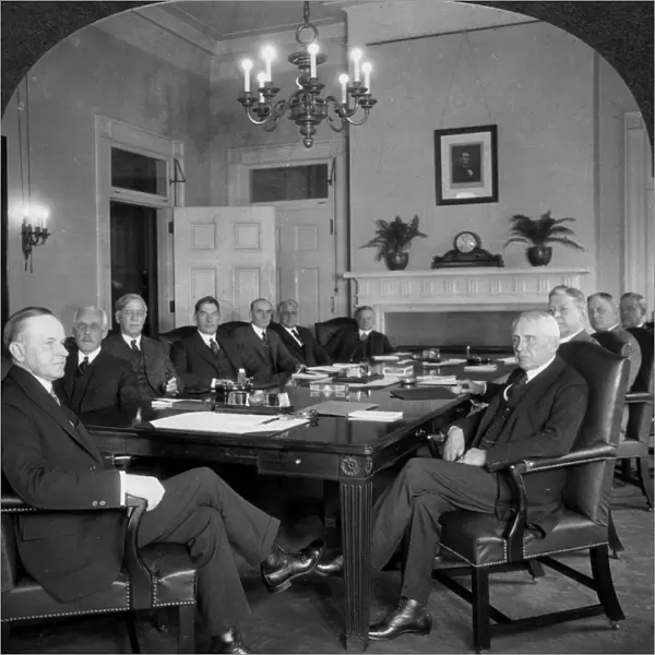 COOLIDGE & CABINET, c1925. President Calvin Coolidge and his Cabinet, including