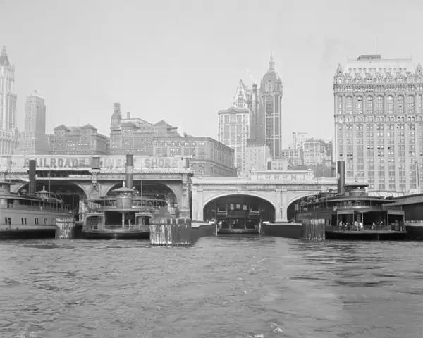 NYC: FERRIES, 1939. Ferry terminals on the East River at the southern tip of New York City
