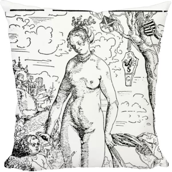 CRANACH: VENUS AND CUPID. Venus and Cupid. Woodcut by Lucas Cranach the Elder, 1506