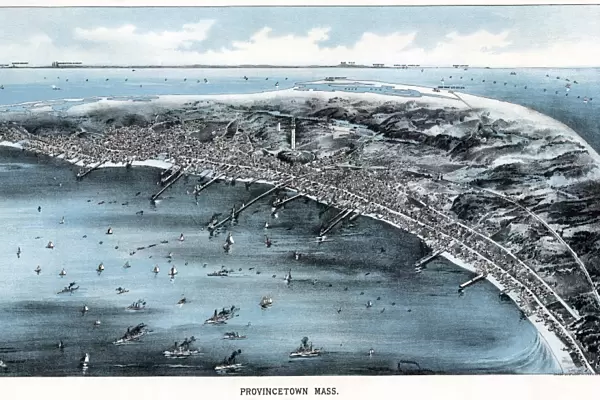 MAP: MASSACHUSETTS, c1910. Aerial view of Provincetown, Massachusetts. Lithograph