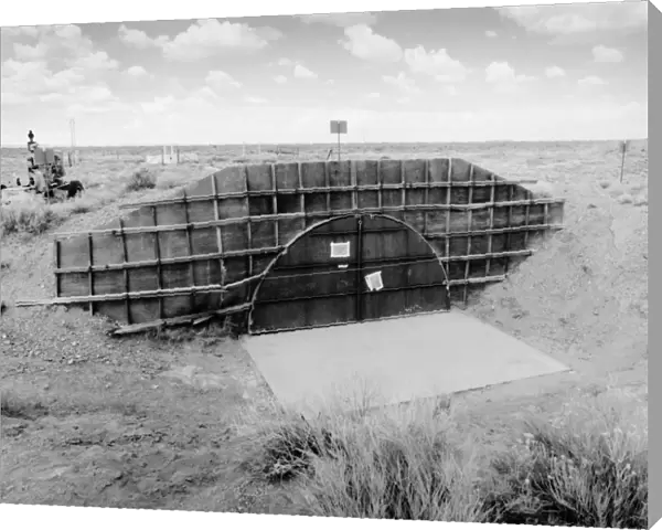 IDAHO: BUNKER, c1965. The entrance of a bunker welded shut at the Idaho National