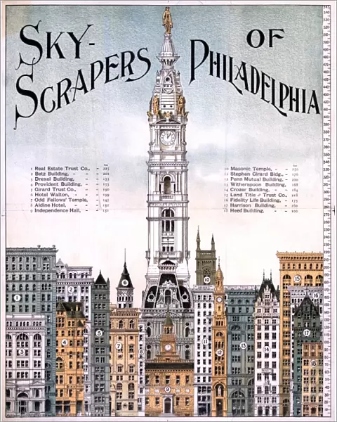 PHILADELPHIA SKYSCRAPERS. Skyscrapers of Philadelphia. Lithograph, c1898