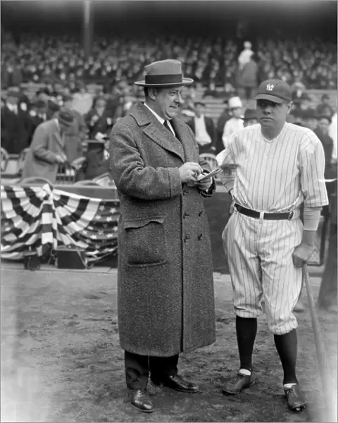 GEORGE H. RUTH (1895-1948). Known as Babe Ruth. American professional baseball player. Photographed with playwright H. H. Van Loan, 1924