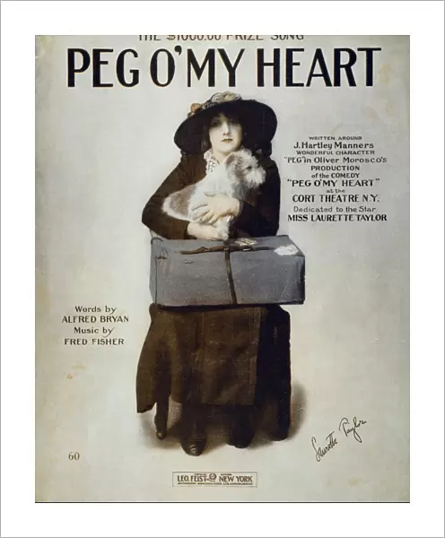 LAURETTE TAYLOR (1884-1946). American actress. Laurette Taylor on the sheet music cover of her popular song inspired by her great Broadway theatrical success, Peg O My Heart, 1913
