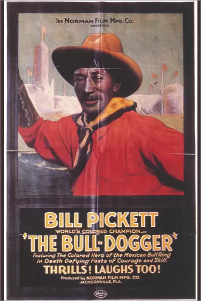 BILL PICKETT (1870-1932). The cowboy star in an American poster for the 1923 film, The Bull-Dogger