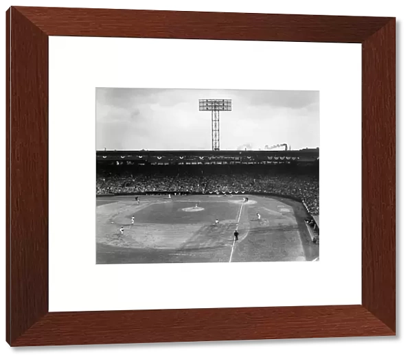 BASEBALL: FENWAY PARK, 1956. Game between the Boston Red Sox and Baltimore Orioles at Fenway Park in Boston, Massachusetts, on opening day of the American League baseball season, 17 April 1956