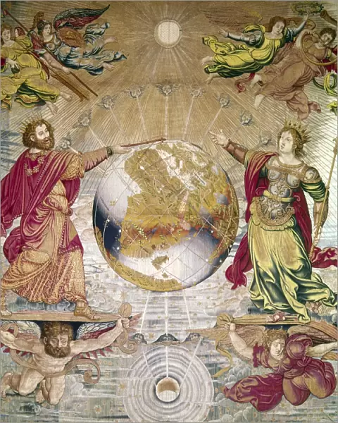 ESCORIAL: TAPESTRY. Tapestry depicting astronomy at the Escorial Palace, Spain, 16th century