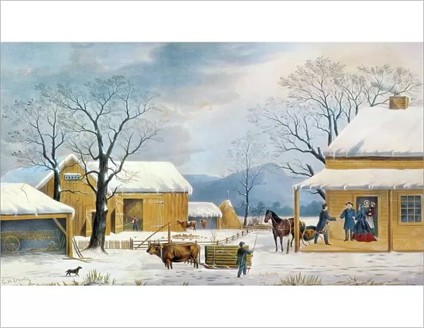 HOME TO THANKSGIVING, 1867. Lithograph, 1867, by Currier & ives