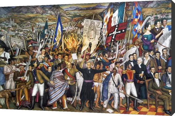 MEXICO: 1810 REVOLUTION. The Cry of Dolores, Miguel Hidalgos call to revolt, 16 September 1810. Detail of the mural by Juan O Gorman, 20th century