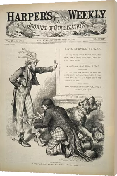 NAST: CIVIL SERVICE REFORM. Cur-Tail-Phobia : cartoon comment, 1876, by Thomas Nast on the need for civil service reform