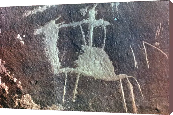 NEOLITHIC PETROGLYPH of a man on a dromedary from Sinai, Israel