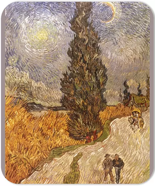 VAN GOGH: CYPRESSES, 1889. Road with Cypresses. Oil on canvas by Vincent Van Gogh