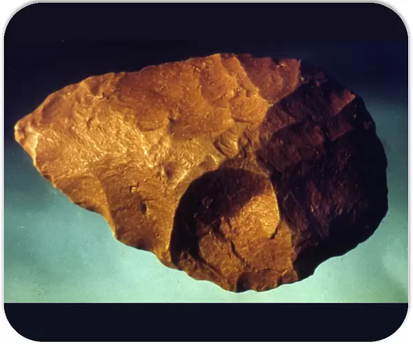 PREHISTORIC FLINT BLADE. Flint blade, 300, 000 to 100, 000 B. C. found at Steinheim. 13cm
