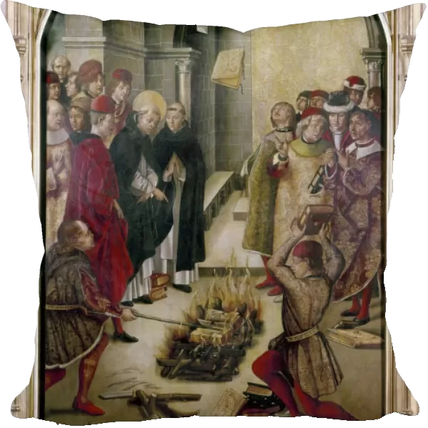 SAINT DOMINIC. Saint Dominic of Guzman, throwing heretical books into a fire