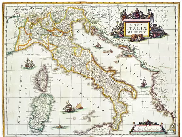 MAP OF ITALY, 1631. Map of Italy, 1631, by Johannes Blaeu based on a map by Giovanni Antonio Magini