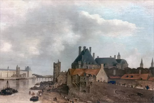 PARIS: PONT NEUF, 1637. View of Paris from Pont Neuf. Oil painting by Abraham de Verwer, 1637