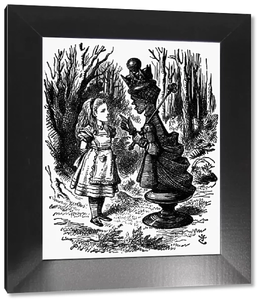 CARROLL: LOOKING GLASS. Alice and the Red Queen. Wood engraving after Sir John Tenniel for the first edition of Lewis Carrolls Through the Looking Glass, 1872
