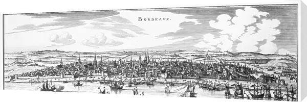 BORDEAUX, FRANCE, 1644. Copper engraving, 1644, by Matthaus Merian