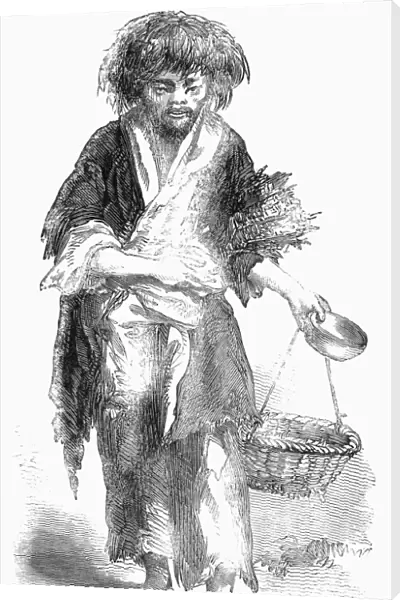 MACAO: BEGGAR, 1859. A beggar in Macao, the Portuguese colony on the coast of China. Wood engraving, English, 1859