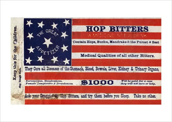 MEDICINE: COUGH CURE. American patent medicine advertisement for Hop Bitters, c1900