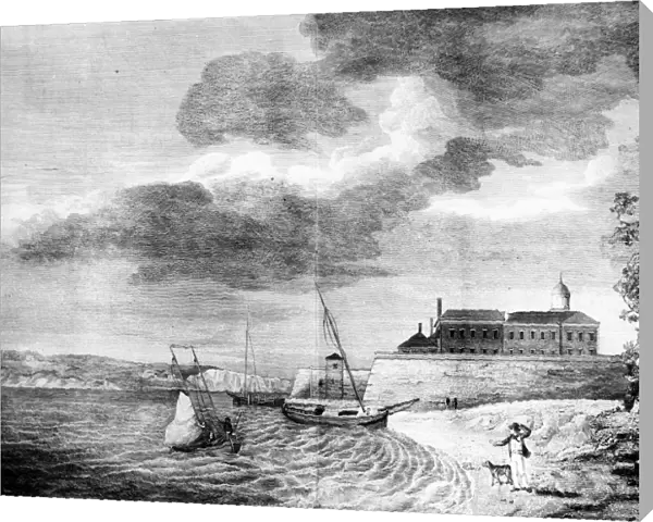 NEW YORK: PRISON, 1797. The State Prison on the North (Hudson) River in lower Manhattan at Washington, Christopher and Perry Streets. Copper engraving, 1797, probably by William Birch
