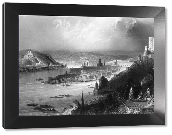 GERMANY: PASSAU. A view of Passau at the confluence of the Inn and Danube Rivers in Bavaria, Germany. Steel engraving, English, 1844, after William Henry Bartlett