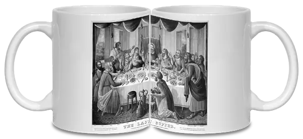THE LAST SUPPER. Jesus and his disciples at the Last Supper. Line engraving, c1835