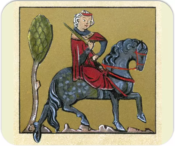 BERNART DE VENTADOUR (c1150-95). French troubadour. Illumination from a 13th century French manuscript