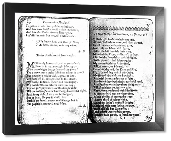 ANNE BRADSTREET POEMS. Two pages of Bradstreets Poems, Boston, 1678