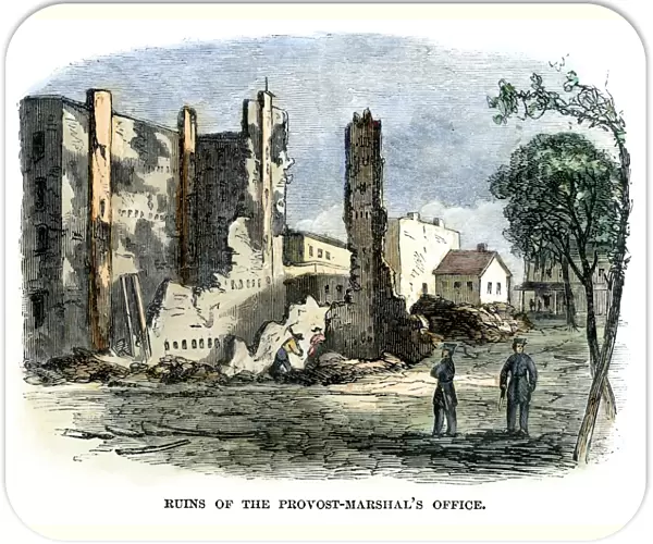 CIVIL WAR: DRAFT RIOTS. Ruin of the Provost-Marshals Office following the New York City Draft Riots of July 13-16, 1863: contemporary wood engraving