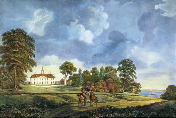 West view of Mount Vernon, Virginia, the home of George Washington: aquatint, 1798, by George Parkyns