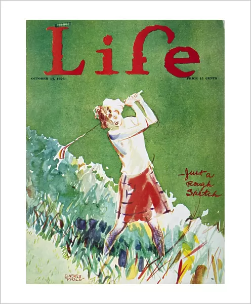 Just a Rough Sketch golfing scene on the cover of Life by Garrett Price, 1926