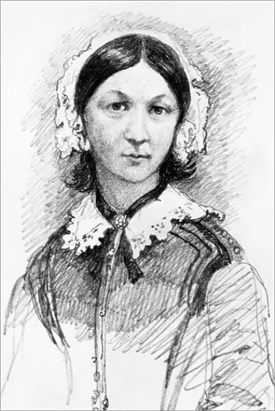 (1820-1910). English nurse. Pencil drawing by Sir George Scharf, 1857