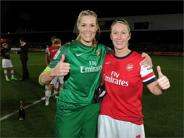 Emma Byrne and Ciara Grant (Arsenal) celebrates after the match. Arsenal Ladies 1: 0 Birmingham City