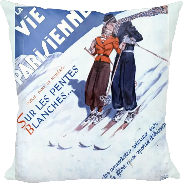 La Vie Parisienne 1938 1930s France magazines winter sports kissing skiing couples