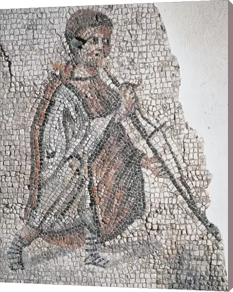 Mosaic depicting a musician from Aquileia, Udine province, Italy, Roman civilization