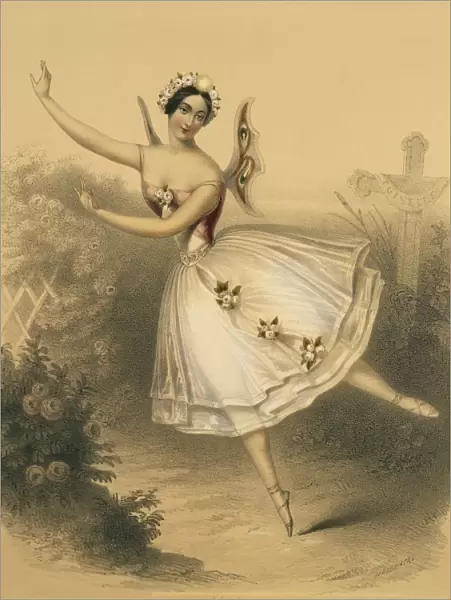 Austria, Vienna, ballerina Carlotta Grisi (1819 - 1899) performing Giselle ballet, color engraving