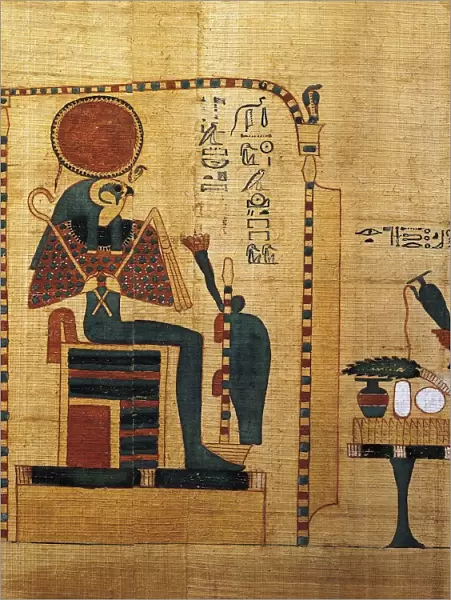 Mythological papyrus of Imenemsauf, Chief bearer of Amon. Detail: god Ra-Harakhti