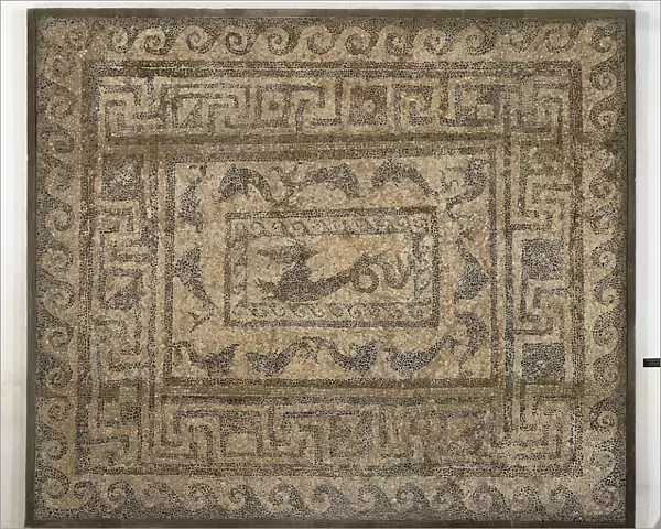 Italy, Apulia, Arpi, Daunian mosaic work depicting sea animals, from a house in Argos Hippium