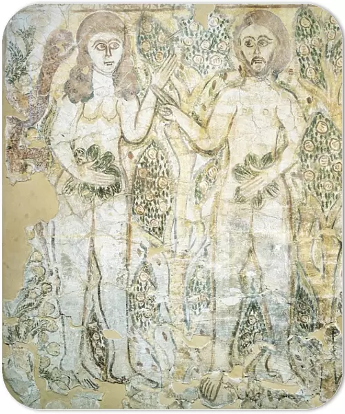 Egypt, Fayum, Adam and Eve in Paradise before the original sin, mural