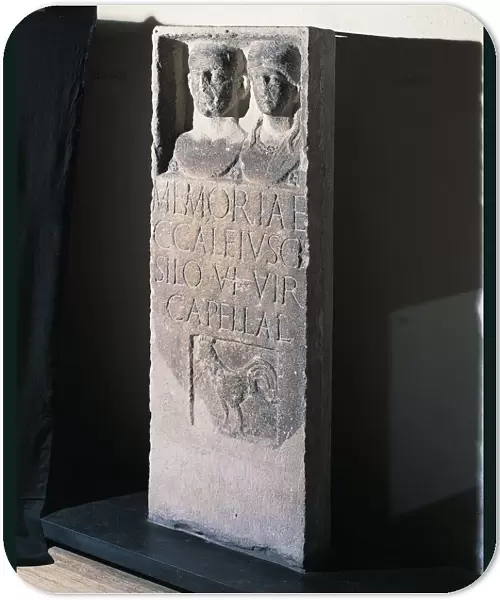 Italy, Lombardy, Lodi Vecchio, Relief memorial stone in honor of Caio Collio Silone