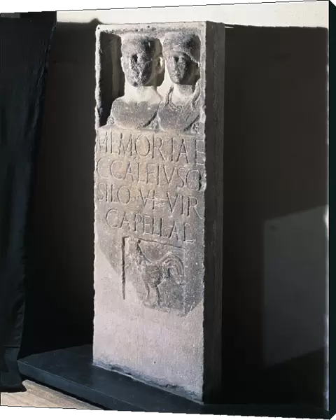 Italy, Lombardy, Lodi Vecchio, Relief memorial stone in honor of Caio Collio Silone