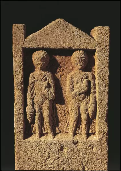 Algeria, Tipasa, Stele depicting two persons bringing offers
