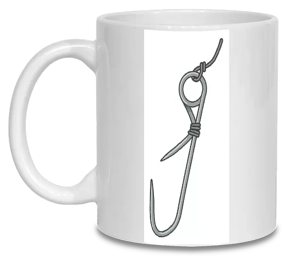 Digital illustration of improvised fish hook made from safety pin