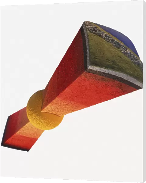 Three dimensional model showing inside of the Earth from crust to core
