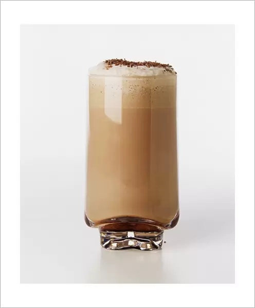 Chocolate milk drink topped with froth