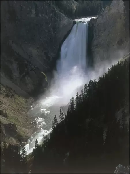 USA, Wyoming, Yellowstone National Park (UNESCO World Heritage List, 1978). Waterfalls, aerial view