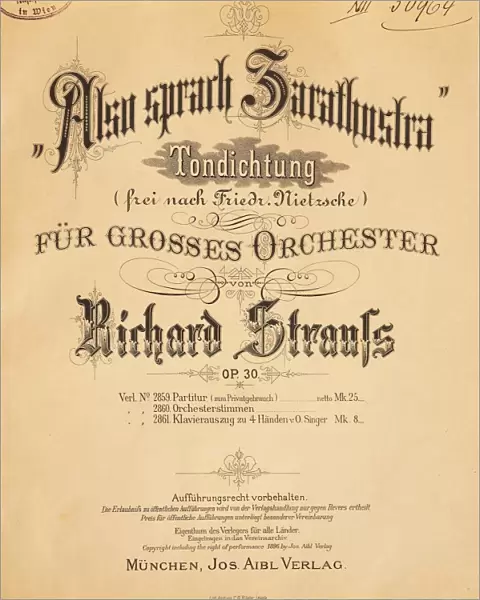 Frontispiece of Thus Spoke Zarathustra (Also sprach Zarathustra) by Richard Strauss