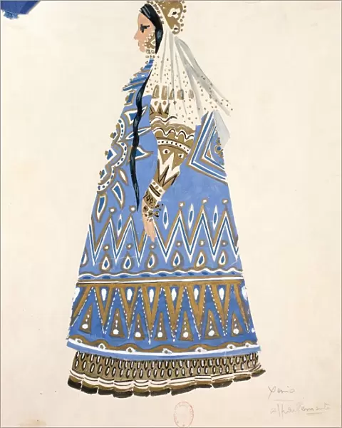 France, Paris, Costume sketch for Xenia in Boris Godunov by Modest Petrovic Musorgskij